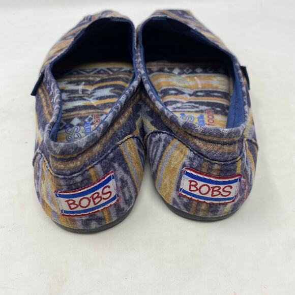 BOBS by Skechers Navy Orange Aztec Print Slip On Flats Women Size 8 - Picture 5 of 8